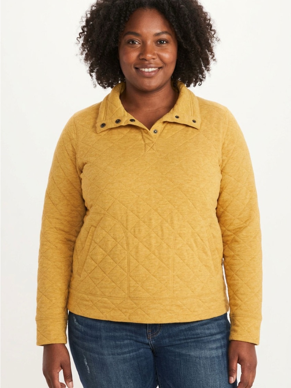 |•MARMOT•| Mustard Yellow Funnel Neck Pullover Sweater Size Large